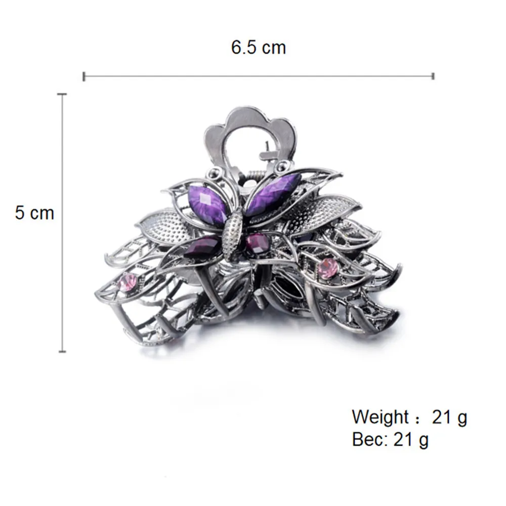 Винтаж горный хрусталь цветок с полимерными кристаллами Бабочка Волосы Когти для женщин украшения для волос Шарм Большой орехокол бабочка свадебные аксессуары для волос