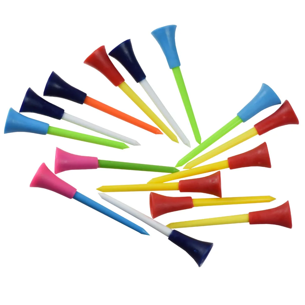 50 Pcs/bag Multi Color Plastic Golf Tees 83mm Durable Rubber Cushion Top Golf Tee Golf Accessories