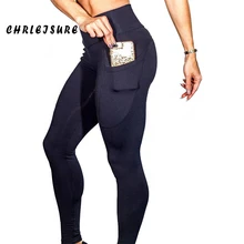 CHRLEISURE, леггинсы для фитнеса, для женщин, для работы, с боковыми карманами, полиэстер, одноцветные, высокая талия, брюки, эластичные, женские леггинсы, пуш-ап