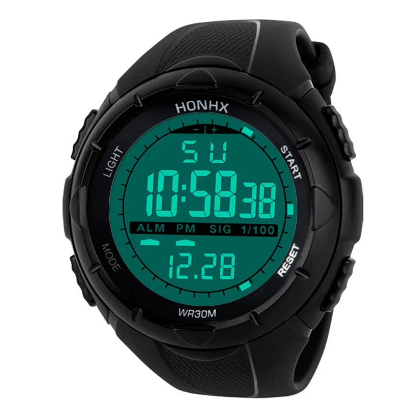 

HONHX Men Electronic Watch, Casual Outdoor Sport Digital LED Silicone Waterproof Round Wrist Watch