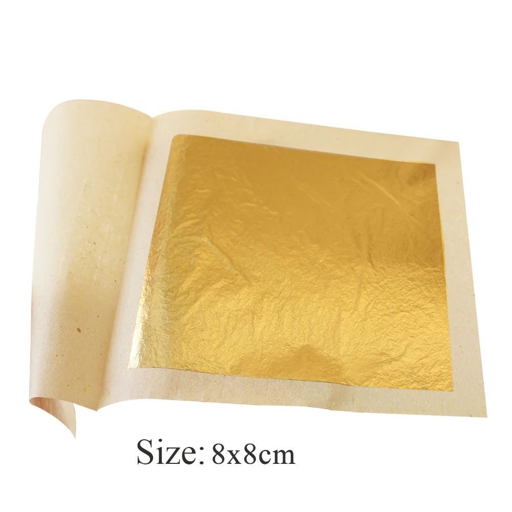 

25 Pcs 8x8cm 24K Genuine Edible Gold Leaf Sheets, Food Grade,Suits Food Decoration Cake Ice-cream Chocolate Pizza Healthy&tasty