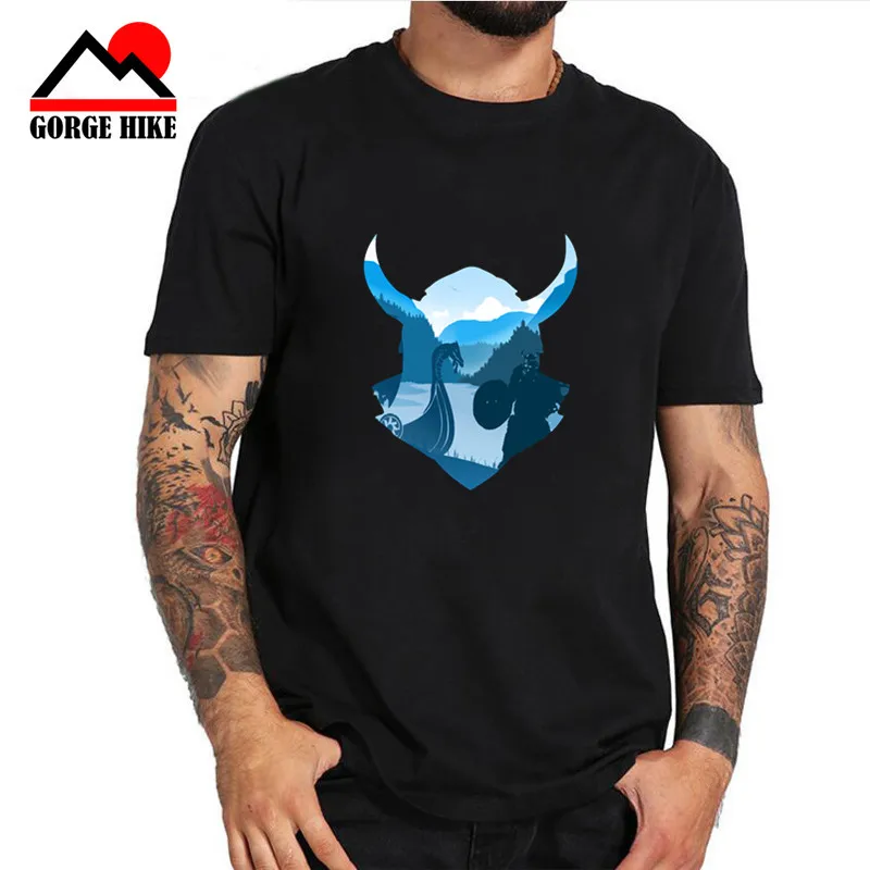 Мужская футболка Viking Warrior винтажная хлопковая с коротким рукавом и круглой шеей