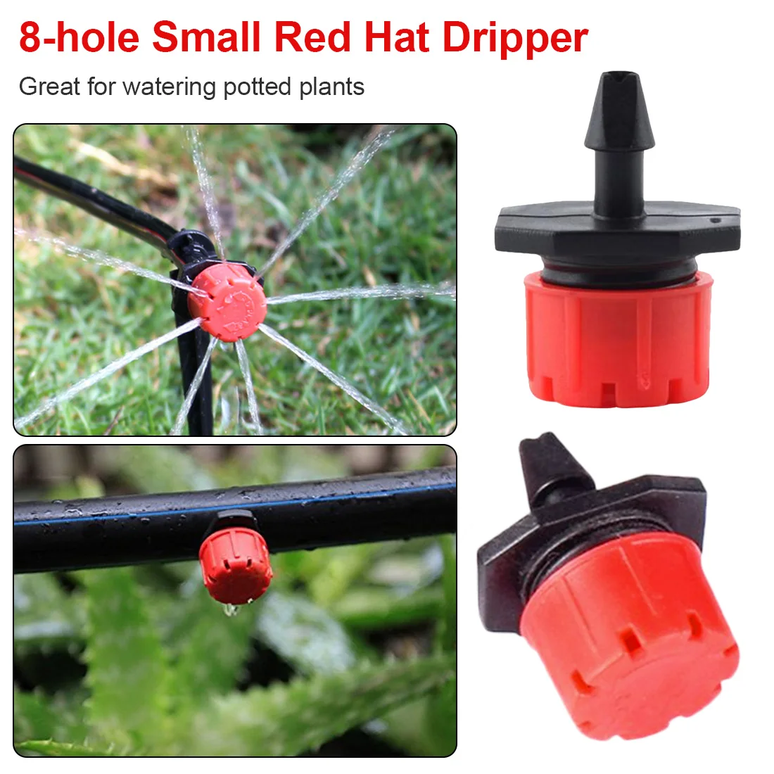 

adjustable flow drip Eight-hole small red hat dripper horticultural drip irrigation equipment Gardening tools