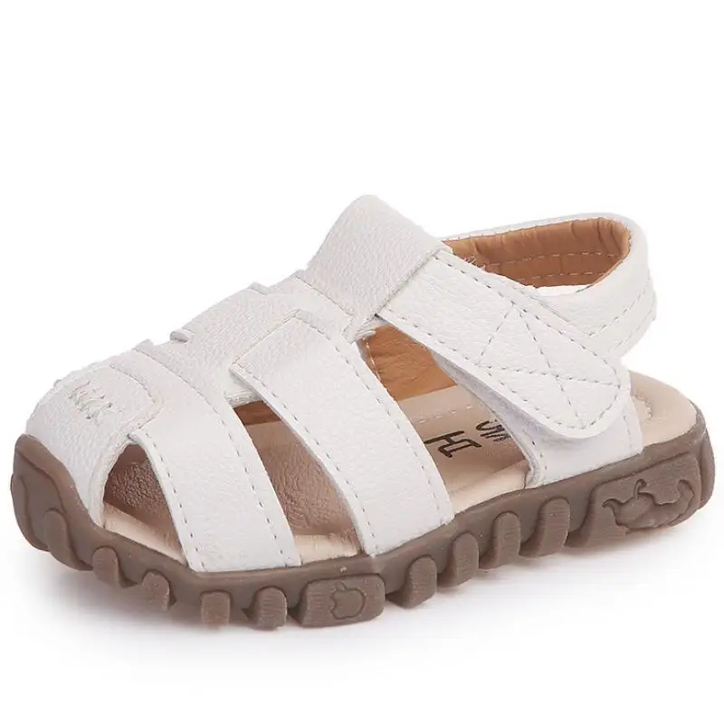 

SKHEK Children Shoes Summer Sandals PU Leather Quality Boys and Girls Beach Sandals For Causal Kids Shoes White Brown Black