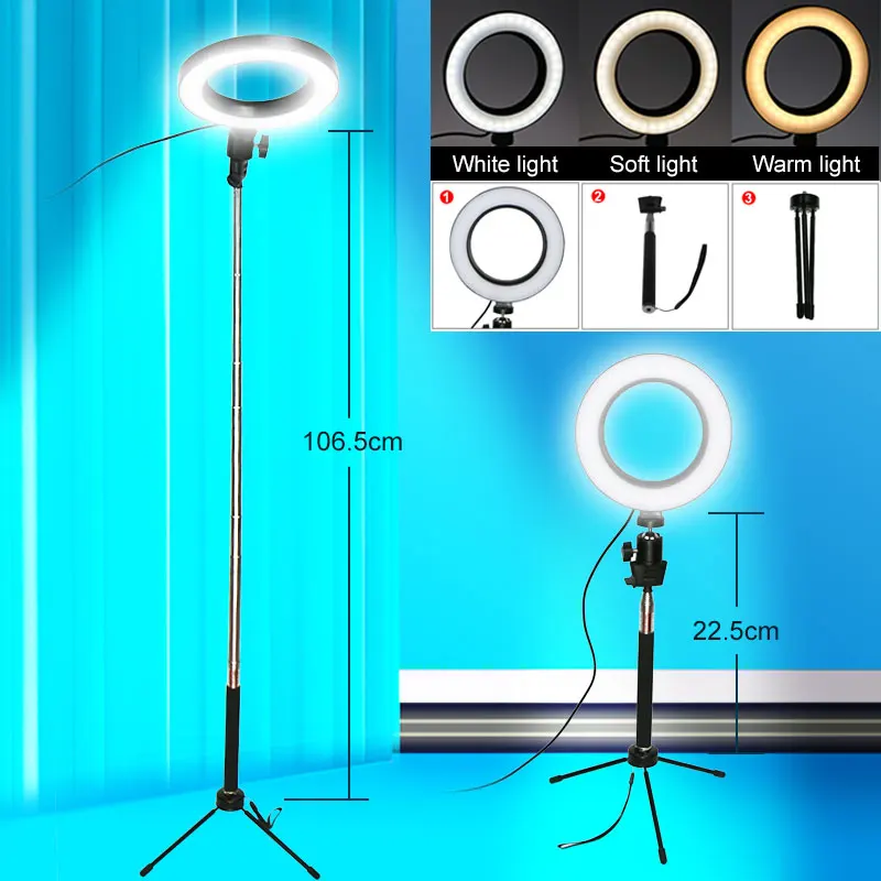 

Photography Dimmable LED Selfie Ring Light Youtube Video Live 3200K-5600K Photo Studio Light With Tripod for Smartphone Makeup