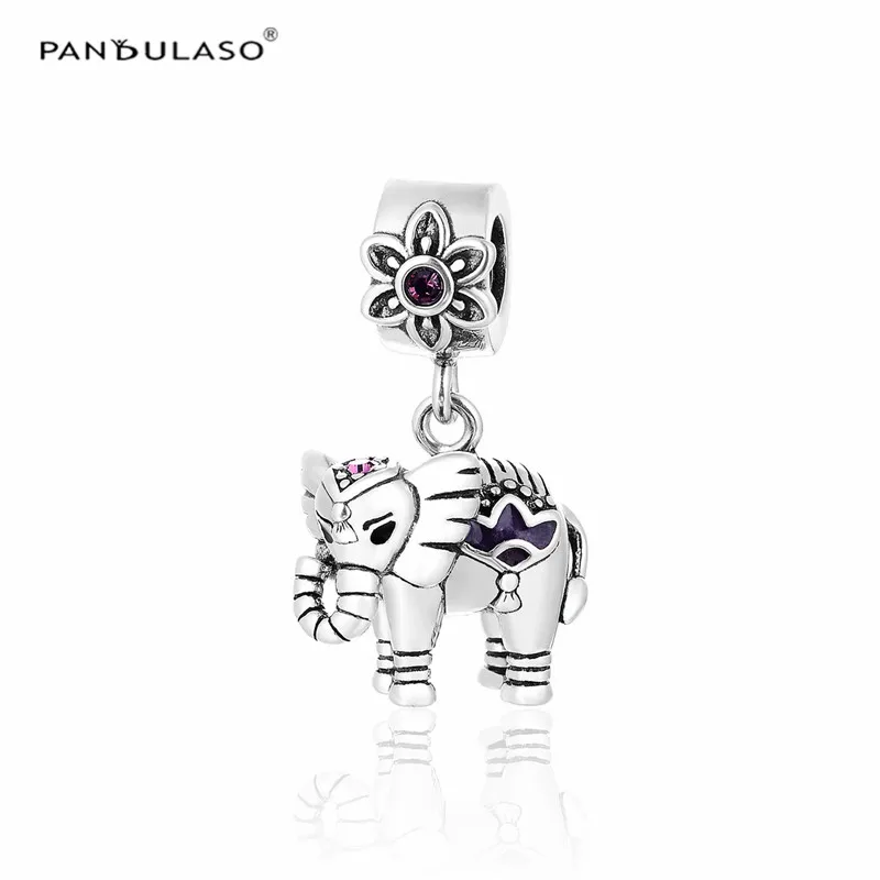 

Pandulaso Purple Enamel Elephant Beads Fit Charms Silver 925 Original Bracelets DIY Silver Beads for Jewelry Making