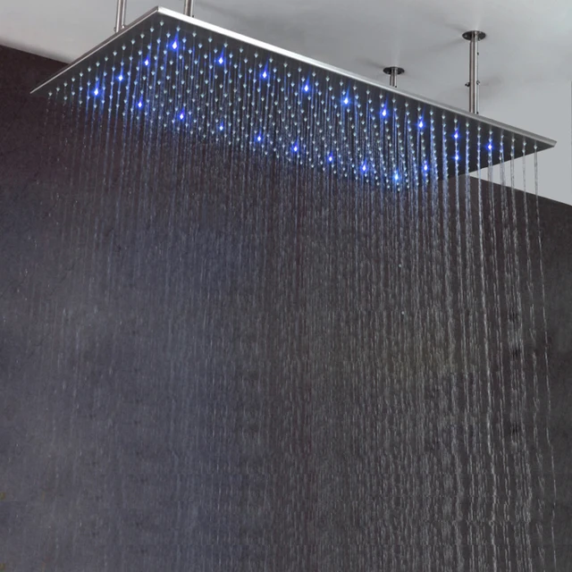 24*48 Inch Led Big Shower Head Ceiling Rain SUS304 Polished Rainfall 60