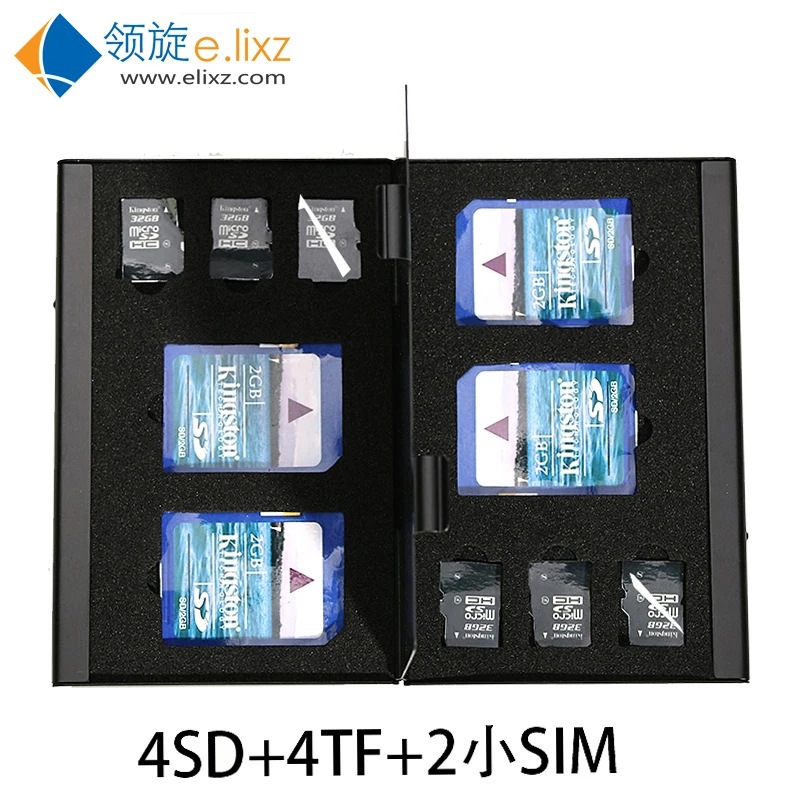 

10 in 1 Aluminum Storage Box Bag Memory Card Case Holder Wallet Large Capacity For 4* SD Card 4*Mirco SD 2*SIM Card