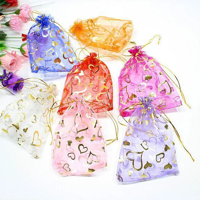 

10 100Pcs Sheer Wedding Party Candy Favor Jewelry Packing Gift Organza Bag Pouch 10x12cm For Jewelry Necklace Display Package