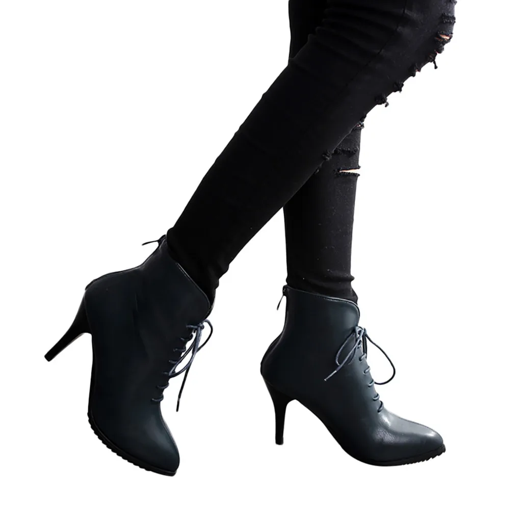 SAGACE/Женские ботинки в стиле ретро; повседневные ботильоны на молнии на высоком тонком каблуке; ботинки с острым носком; Новинка года