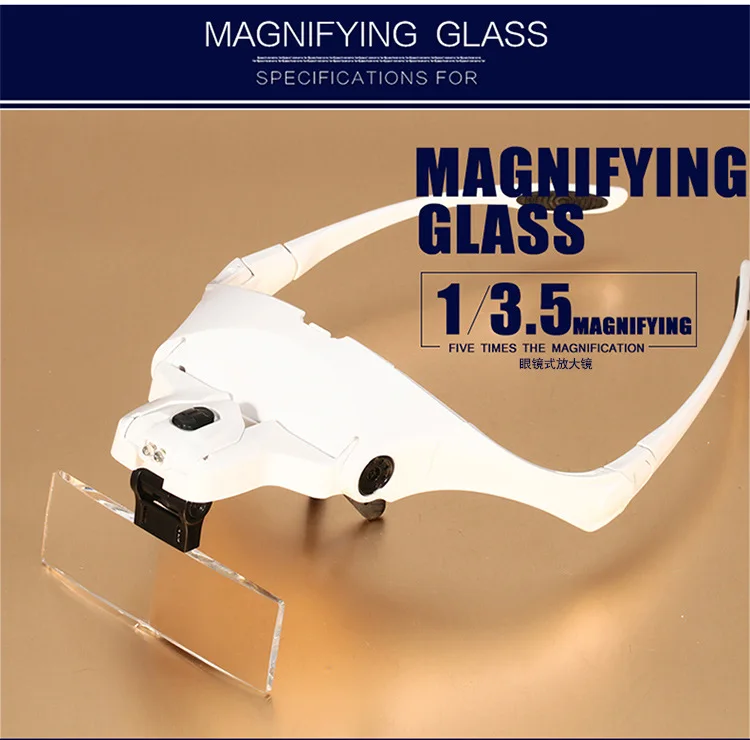 Magnifying Loupe Optical Lens Magnifier Glasses With Led Light Headband Magnifier For Embroidery Reading Illuminated Magnifier