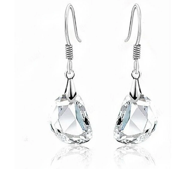 

OMH wholesale buy 5pair OFF20% white 18KT white gold Austrian crystals fashion Transparent peas Dangle Earrings Free ship EH167