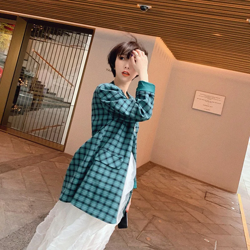 Retro Plaid Small Suit Jacket Women 2019 Spring Suit New Korean Version of The Red Suit Women Jackets and Coats Button Notched Retro Plaid Small Suit Jacket Women 2019 Spring Suit New Korean Version of The Red Suit Women Jackets and Coats Button Notched