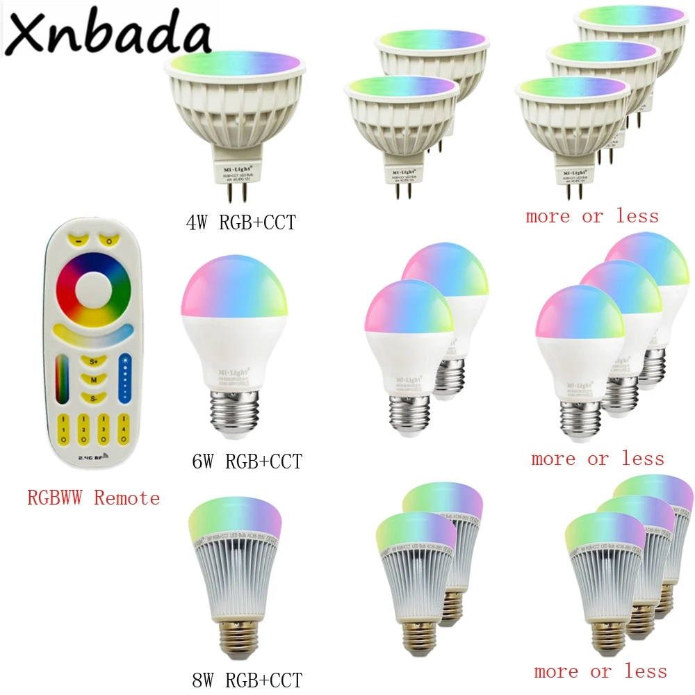 Mi светильник 2,4G Светодиодная лампа 4 Вт 5 Вт 6 Вт 9 Вт 12 Вт CCT/RGBW/RGBWW/RGB+ CCT светодиодная лампа, MR16 GU10 E14 E27 светодиодный светильник