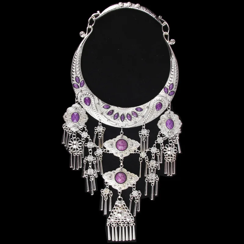 necklaces& pendants Yunnan exaggeration Ethnic Classic pendants Original palace Retro Big collar Miao silver dance accessories