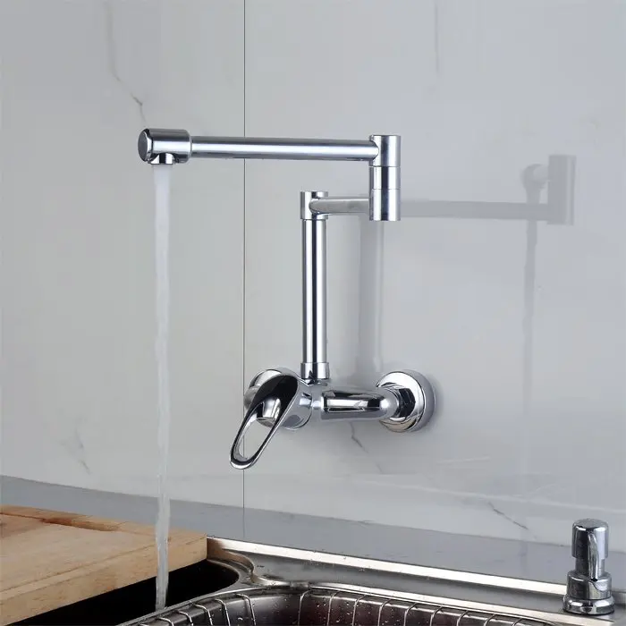 Hot And Cold Kitchen Faucet Can Be Rotated Wall Hot And Cold Kitchen Faucet Can Be Rotated Wall Copper Mounted Sink Mixer Water Tap In Faucets From Home