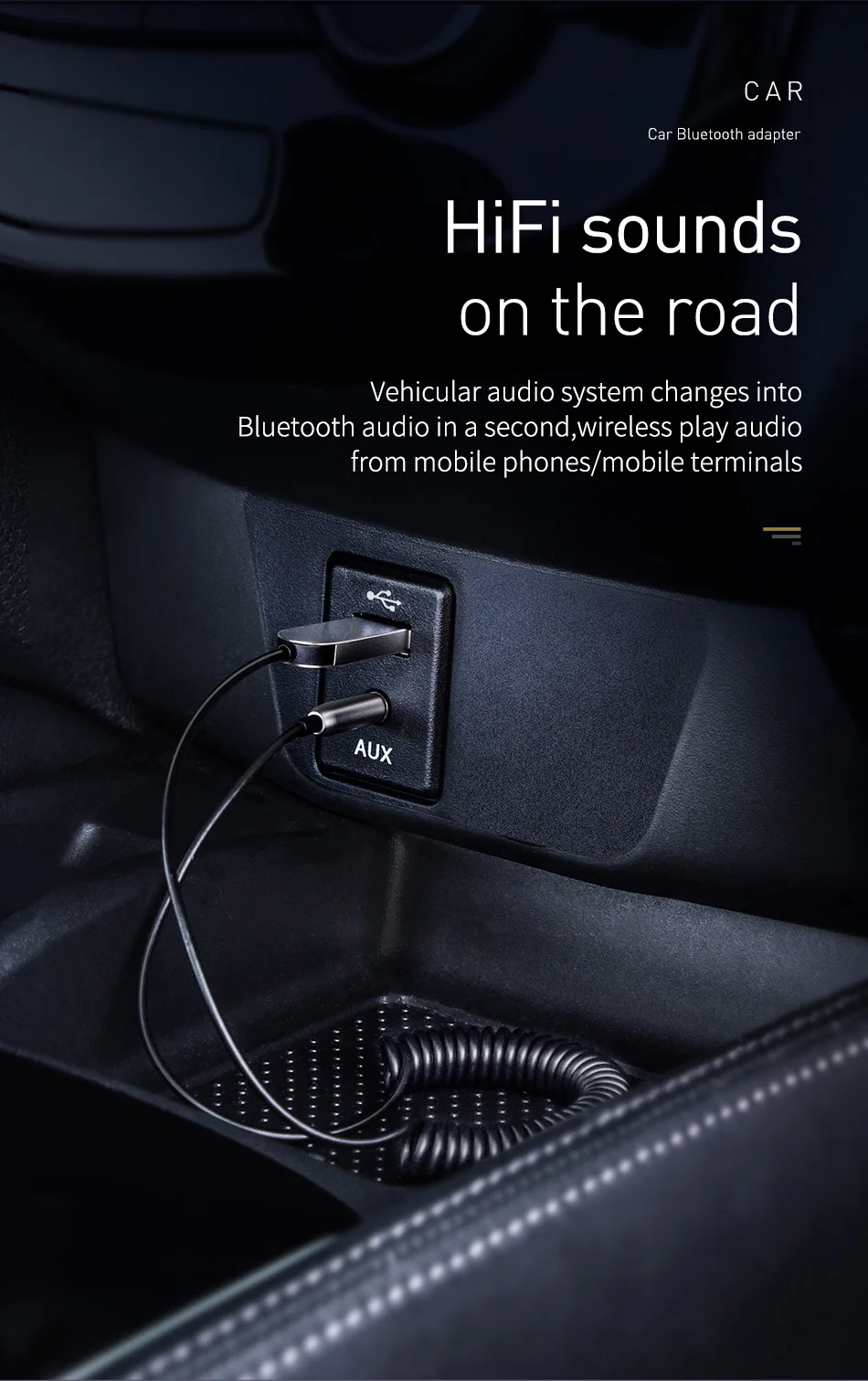 Baseus BA01 USB Bluetooth Transmitter Wireless Bluetooth Receiver 5.0 Car AUX 3.5mm Bluetooth Adapter