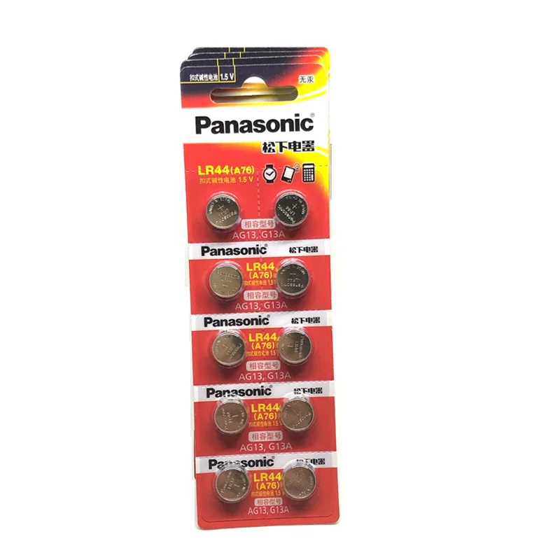 

10pcs/lot 100% Original Panasonic 1.5V Button Cell Battery LR44 Lithium Coin Batteries A76 AG13 G13A LR44 LR1154 357A SR44