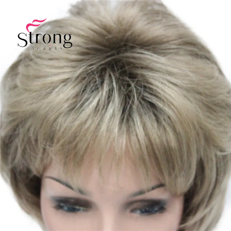 L-1943A #R10-24 Elegant Bady Wavy Medium Brown Mix Dark Blonde Neck Length Synthetic Women's Wig (4)