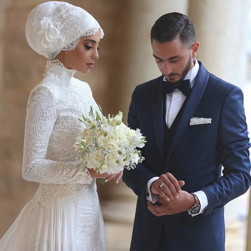High-Neck-Long-Sleeves-Lace-Modest-Vestito-Da-Sposa-Muslim-Wedding-Dresses-Vestido-De-Noiva-Saudi