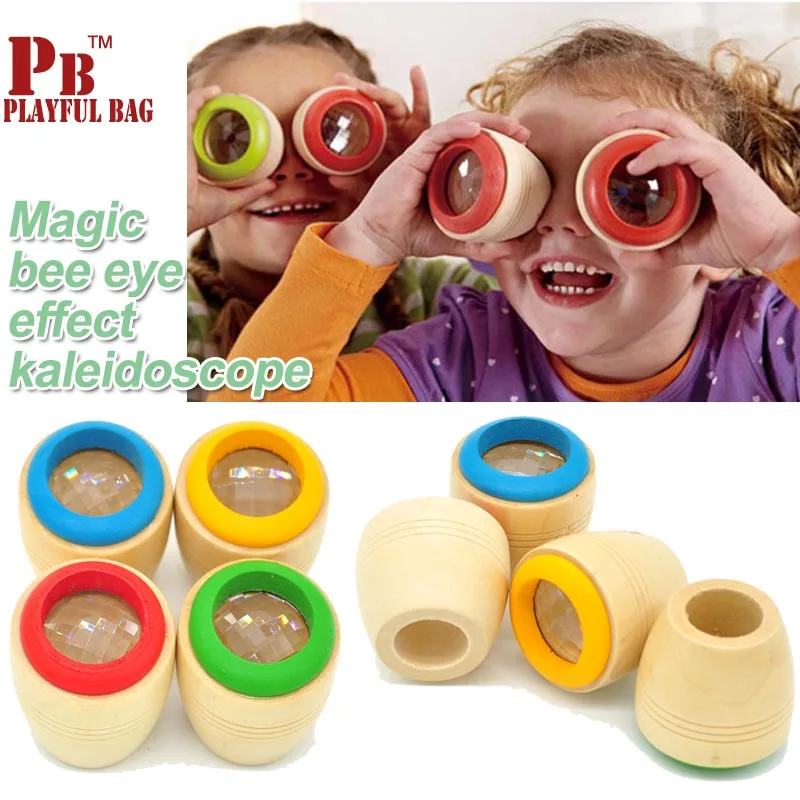 Magic bee eye wooden toy kaleidoscope prism observation colorful world Educational Baby Kid Children Learning Puzzle Toy | Игрушки и