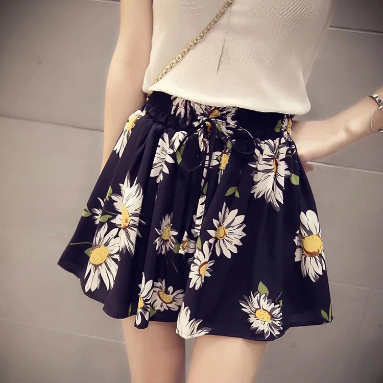 AREALNA Новая Летняя женская юбка с высокой талией и цветочным принтом шорты модные шифоновые женские широкие короткие женские шорты размера плюс 4XL