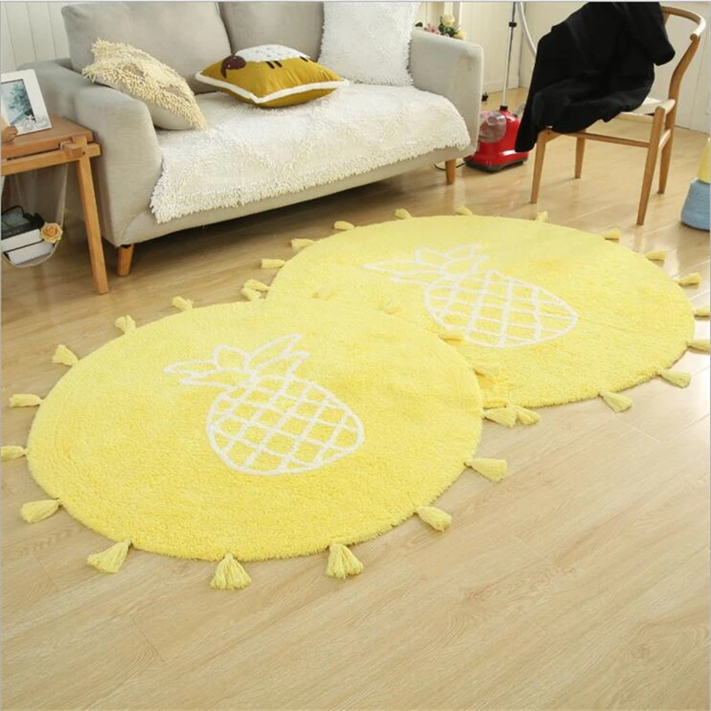 Японский простой стиль, хлопковые тонкие Круглые ковры для гостиной, спальни, детской комнаты, мягкий современный роскошный ковер для дома, коврик