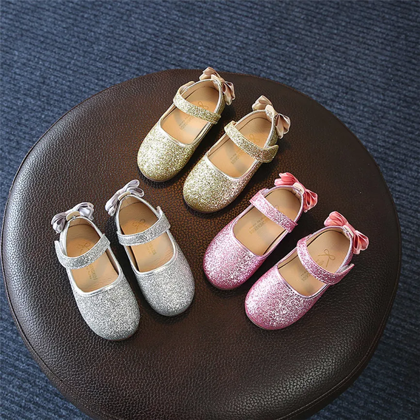 

New Spring School Shoes For Girls Baby Girls Bowknot Sandals Sequins Sneaker Toddler Children Casual Single Shoes Dropshipping