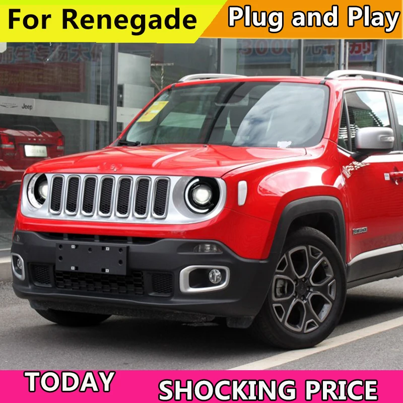  doxa car Headlight For Jeep Renegade 2015-2018 Headlights LED DRL Running lights Bi-Xenon Beam ange - 32964027917