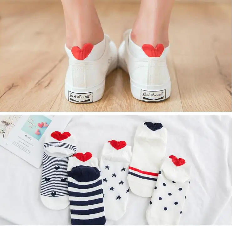 5 пар/лот, новые женские хлопковые носки, розовые носки с милым котиком, короткие носки, повседневные носки с ушками животных, красные носки для девочек с сердцем, 35-40 - Цвет: Синий