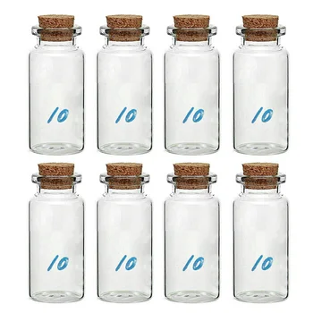 

8 Pcs 10 ml Small Cork Bottle Clear Glass Bottle Wishing Bottle HB88