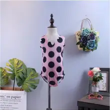 Новинка г. детские летние в черный горошек розовый Купальники 5 шт./партия, для малышей цельнокроеный купальники