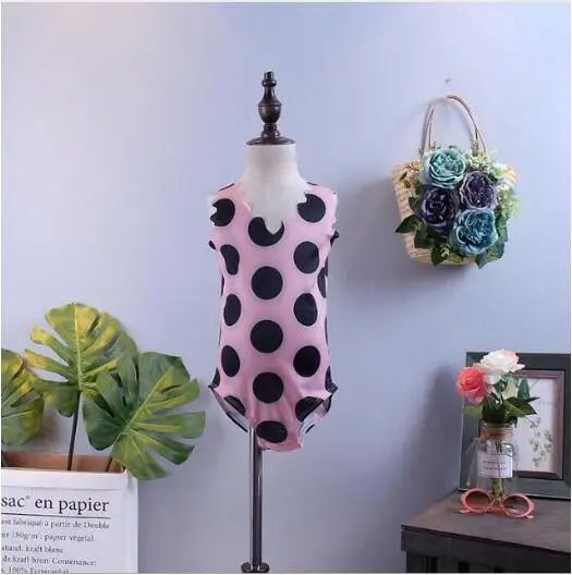 

New 2018 Children Baby Summer Black Dot Pink Swimwear 5 pieces/lot,Baby Girls One Pieces Swimwear Free shipping