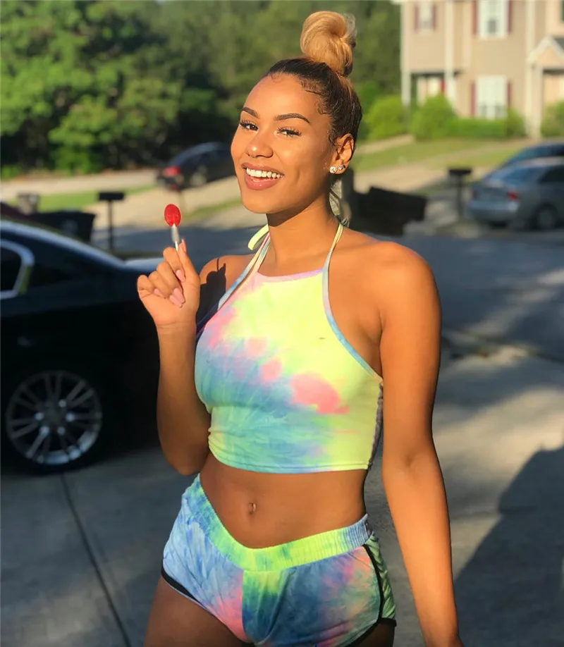 

Summer Women Set Tracksuit Plus Size Sleeveless Crop Top Shorts Suit Set Ladies Fitness Sports Sets Casual Two Piece Set 2020