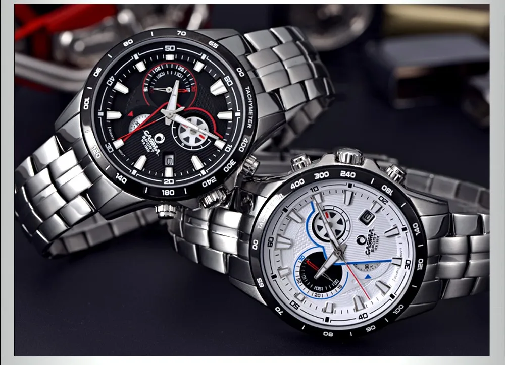 Роскошные Брендовые Часы мужские кварцевые часы из нержавеющей стали модные спортивные наручные часы светящиеся водонепроницаемые 100 М часы CASIMA#8210