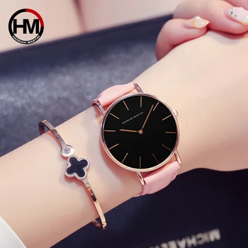 

2019 Top Brand Women Watch Fashion Simple Japan Quartz Movement Leather Strap Ladies Clock Casual Analog Waterproof Wristwatch