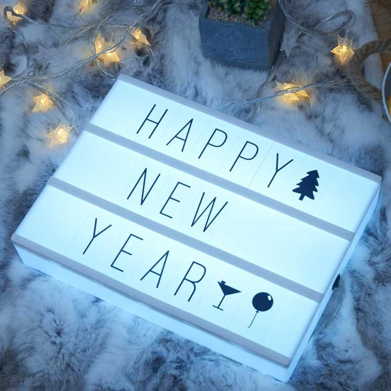 

Dcrlamp Lightbox A4 Size Pink Night light box with letters DIY Night Lamp Cinematic Cinema Light Up 96PCS letter Message Board