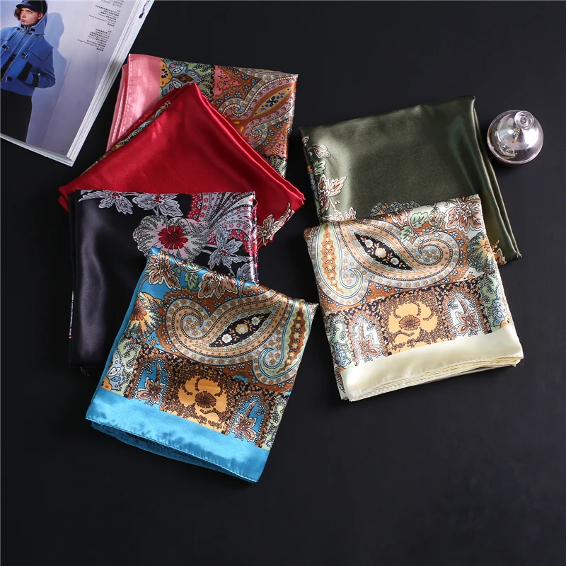 Женский Шелковый шейный шарф, дизайнерский платок с принтом, квадратный хиджаб, шарфы, Женская Роскошная бандана, шаль, женские шарфы из пашмины, повязка на голову