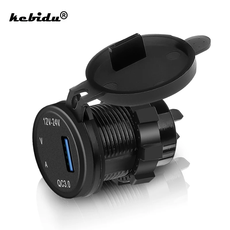 

kebidu Universal Cigarette Lighter Car Charger QC 3.0 USB 5V/3A Charging Socket Adapter Voltmeter Ammeter For Mobile Phone Black