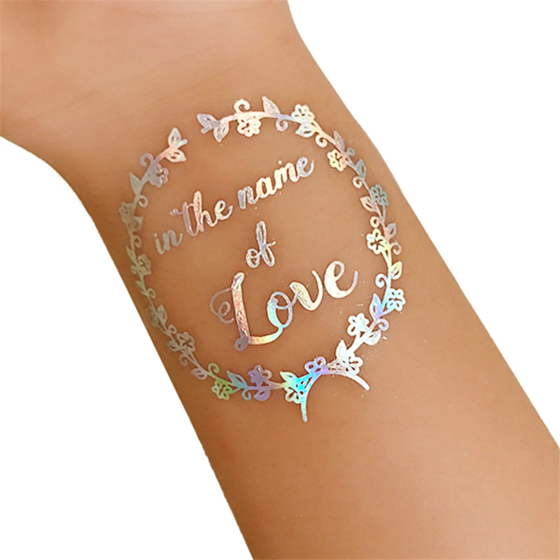 Бесплатная доставка 5 шт. радужные серебряные временные тату наклейки для