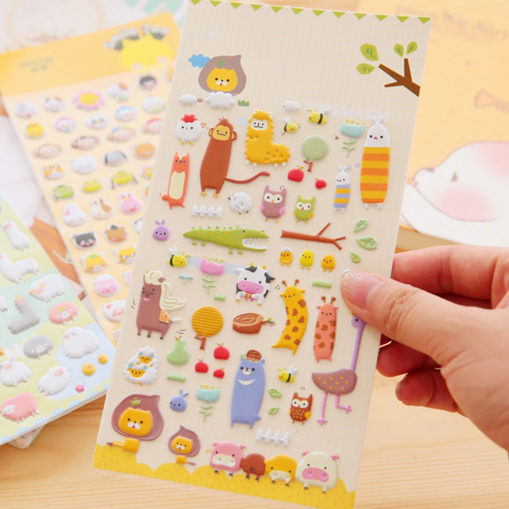 

Cute Zoo 3D Puffy Animals Cartoon Stickers Kid Scrapbook Diary Photo Album Decor