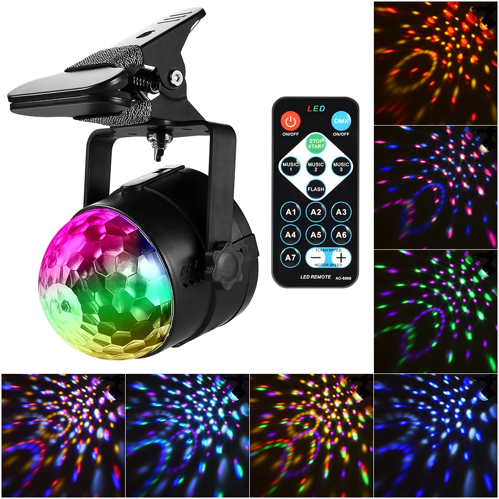 

LEDGLE 6W Magical Stage Light Color Changing Disco Lights Sound Activated Party Lights with Remote Control, 3 Working Modes