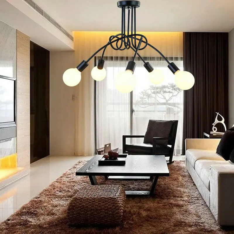 

Black Kitchen Ceiling Lights Vintage Fixtures For Dining Room Restaurant Decor Indoor Home Lamp E27 Edison Retro Ceiling Lamp