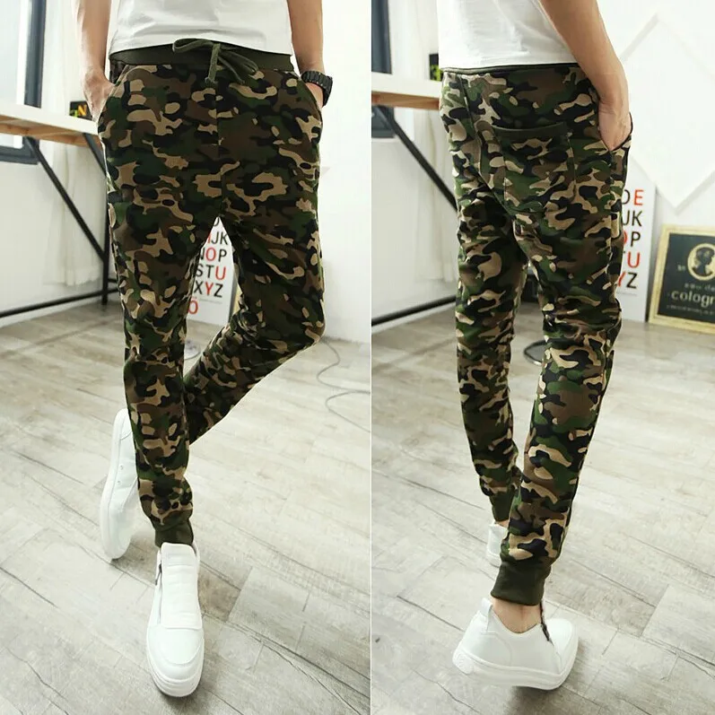 2016 Autumn Mens Harem Pants Slim Fit Camouflage Small Leg Open Hip Hop ...