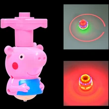 cartoon pig spinning top gyro light music infrared light emitting toys 4 luminous gyro toys for