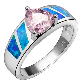 

Pink Crystal Zircon With Blue Fire Opal 925 Sterling Silver Ring Beautiful Jewelry Size 6 7 8 9 10 R1487