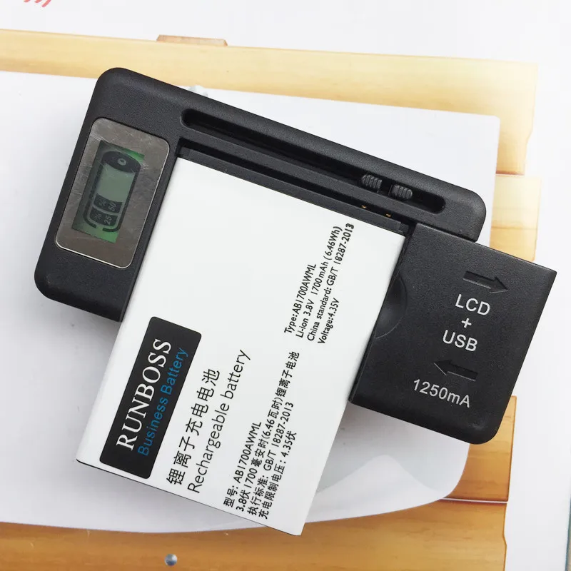 

2PCS 1700mAh AB1700AWML Battery For PHILIPS S388 CTS388 Cell Phone Battery + 1PCS LCD Desktop Charger