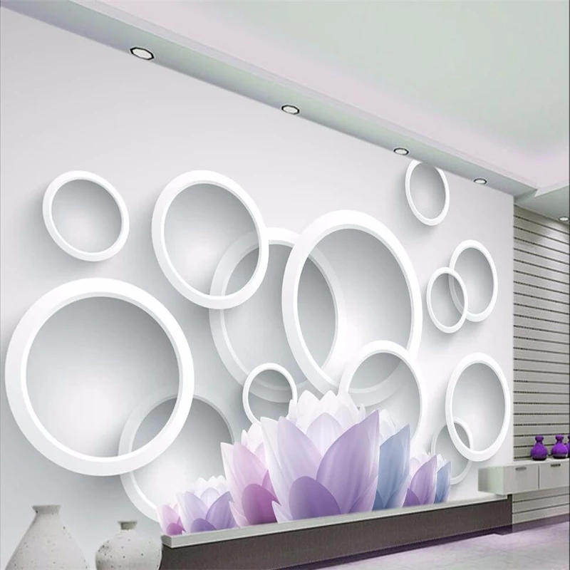 

beibehang  Wallpaper Fresco Decorative Picture Background Modern White Lotus Theme Hotel Restaurant Mural 3d wallpaper behang