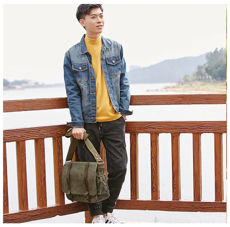 Camera Bag with Photo Pouch Canvas DSLR SLR Strap Case Casual Shoulder Bag Vintage Messenger Comfort Camera Bag Men's Handbags