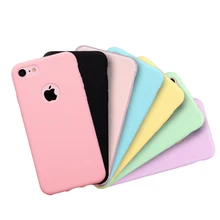 Phone Case For iPhone 7 6 6s 8 X Plus 5 5s SE XR XS Max Candy Color Silicone Couples Soft Simple Solid Color Fashion Case Cover